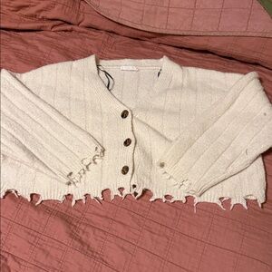Cream Button-Up Women Sweater